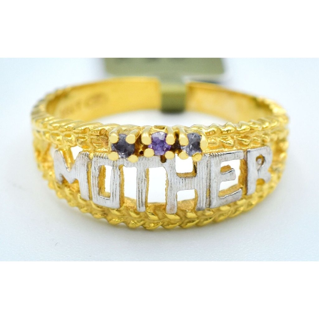 Alexandrite  Amethyst Mother Ring 14k Yellow Gold